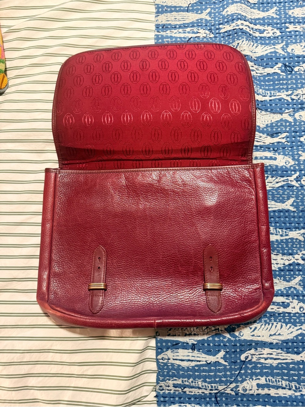 Original Vintage Must de Cartier Portfolio Briefcase Deep Burgundy - Picture 3 of 7
